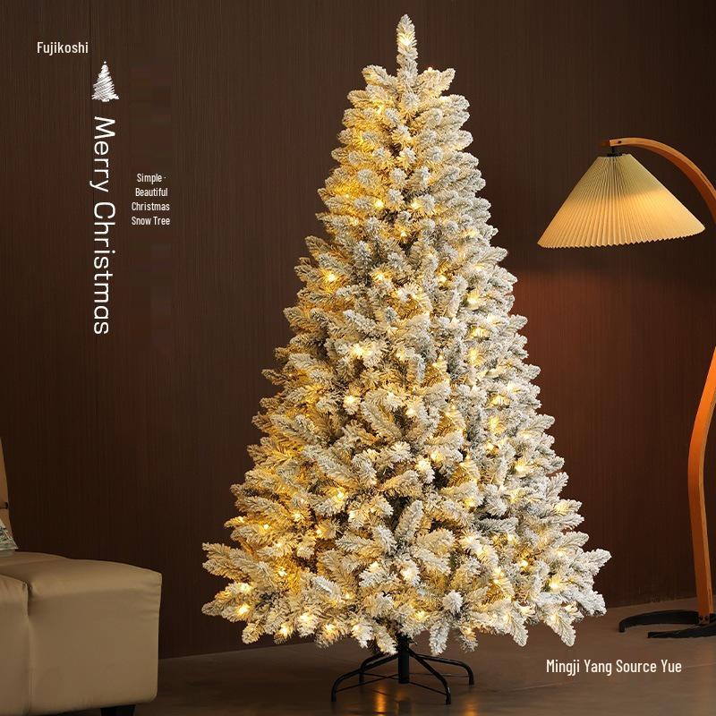 White Snowfall Christmas Tree with Flocked Finish - Sizes: 1.5m, 1.8m, 2.1m, 2.4m
