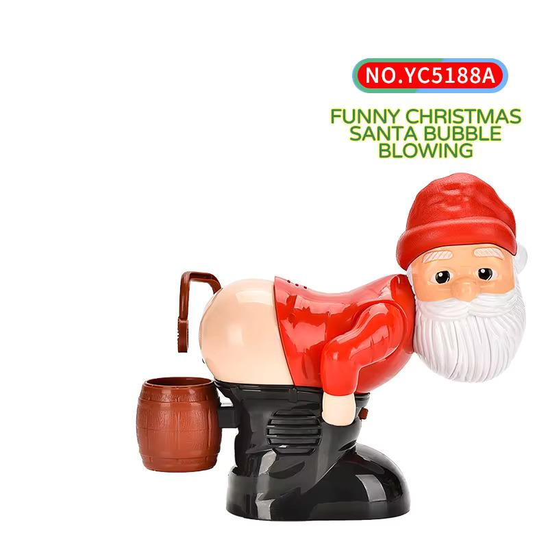 New Toy Christmas Gift Funny Soap Bubble Machine Santa Claus Hips Bubble Blowing Machine with Light and Music Bubble Gifts