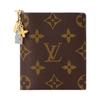 Charms Two-Tone Design Striped Detail S-Lock Closure And Flower Pendant Coated Canvas Wallet Women Wallet Brown M29790