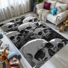 Black Art Skull Printing Carpet for Living Room Bedroom Bedside Floor Mat Sofa Table Area Rugs Home Decor Halloween Gift