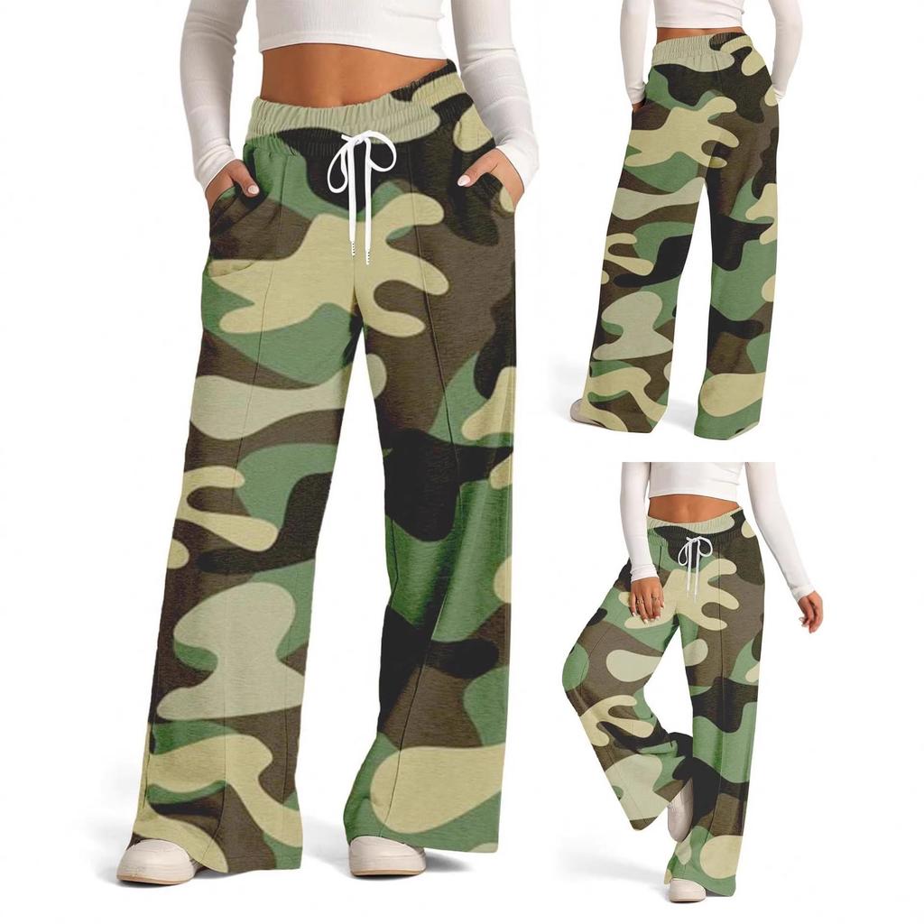 Women's Trendy Camouflage Straight-Leg Pants - Casual & Versatile American Style