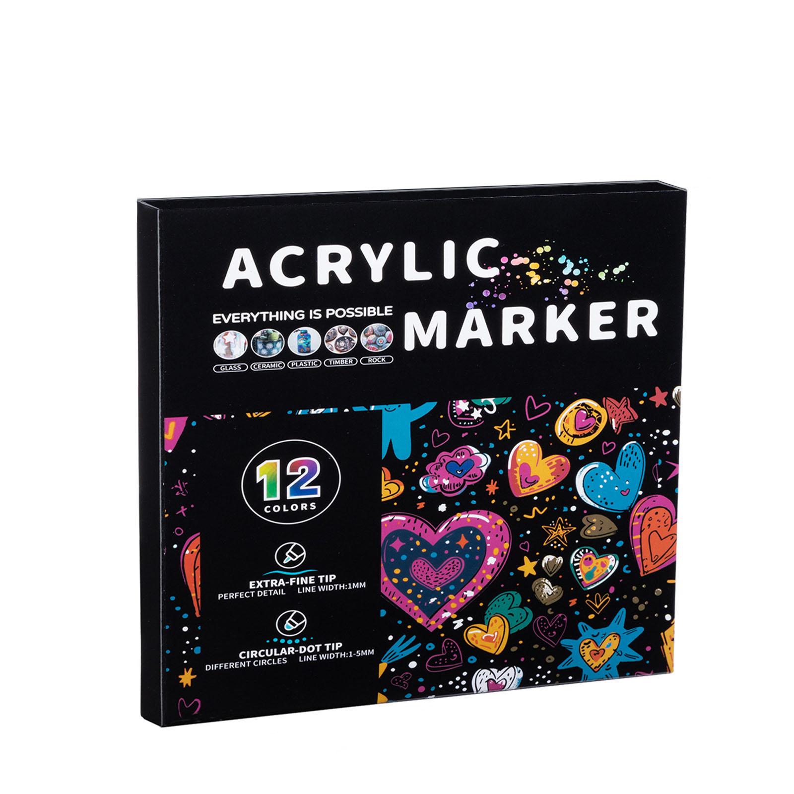 12/24/36 Pcs Dual-Tip Acrylic Marker Pen Set – Quick-Dry Doodle Markers for Ceramic, Glass, Canvas, Graffiti & DIY Art