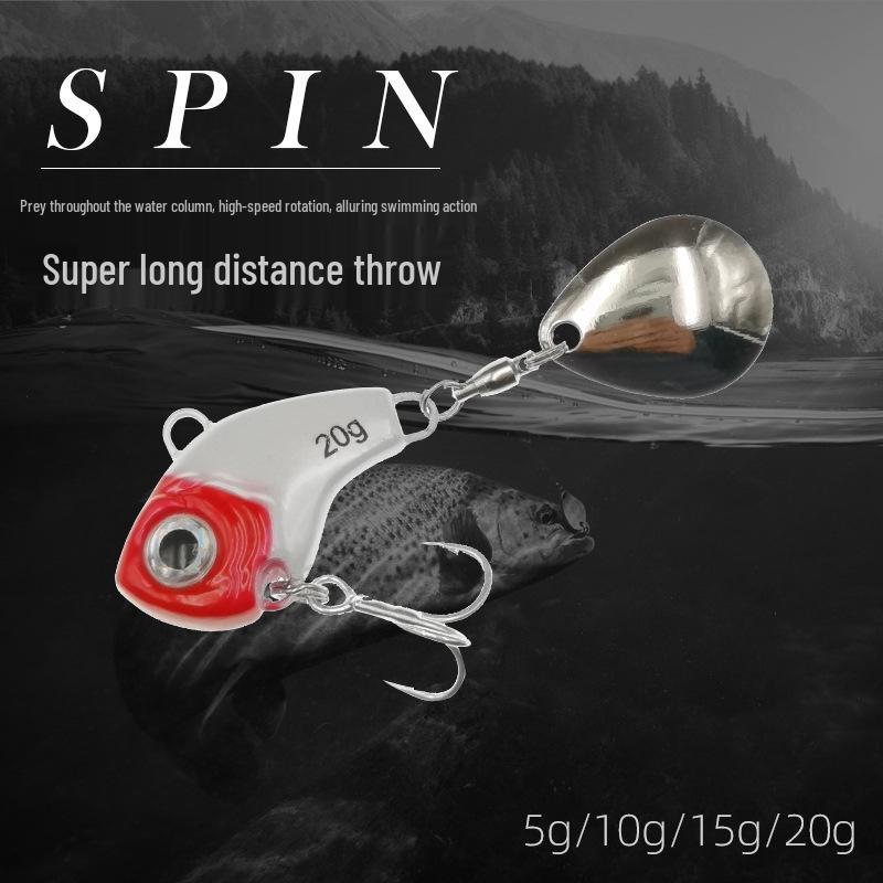 Cyclone 3 Metal VIB Bass & Mandarin Fish Lure with Spinning Slider, Long Cast, Enhanced Blood Bar & Treble Hook.