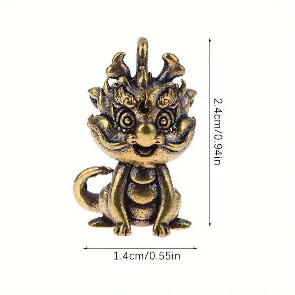 1 Pcs Creative New Brass Little Fire Dragon Statue Sitting & Standing Design Mini Craft Ornament Home Desktop Decor Accessories