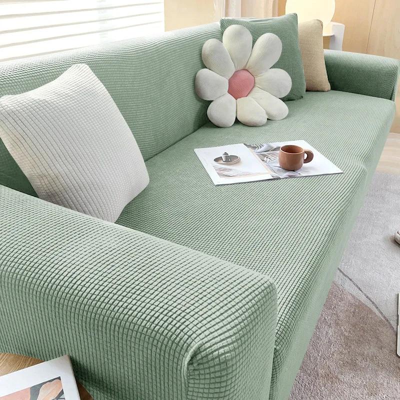 Elastic Jacquard Fabric Sofa Cover Stretch Couch Cover Sectional L Shape Sofa Slipcover Corner Case for Living Room 1/2/3/4 Seat