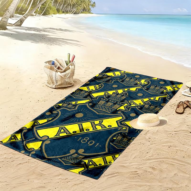 AIK Football Print Beach Towel, Large Soft Quick Dry Towel for Beach Camping Swimming