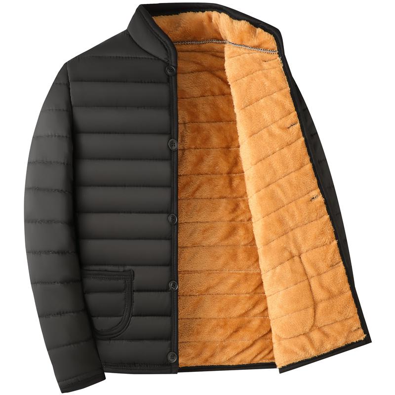 Men’s Cotton-Padded Winter Jacket for Middle-Aged and Elderly: Thick, Warm, Velvet-Lined for Dad and Grandpa
