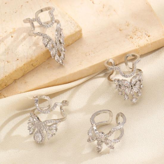 Nail Ring 3D Butterfly Flower Wing Design Detachable Nail Cap Ring Set Sparkling
