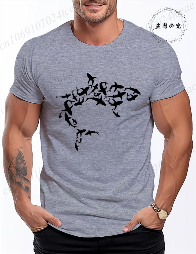 Men Womens Clothing Shark Print Tshirt Harajuku TShirt Streetwear Round Neck Top Short Sleeve Casual Summer Tee Shirt Clothes