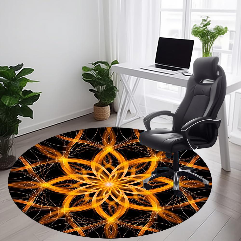1PCFloral Mandala Office Round Area Rug,  Mat Suitable For Office, Under Office Chairs Bedroom Living Room Home Decor, Room Deco