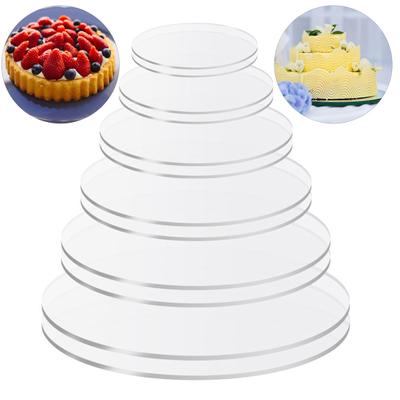 2Pcs Acrylic Cake Plates Non-Sticky Durable Versatile Transparent Round Buttercream Cake Discs Cake