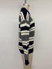 2026 Autumn/Winter Loose Striped Long Sleeve Color Block Sweater with Lapel