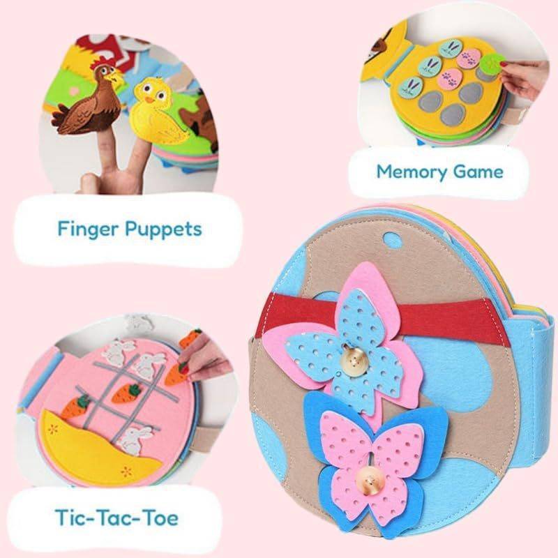 Rabbit Cartoon Portable Fabric Book With Felt Material For Kids Room Storage