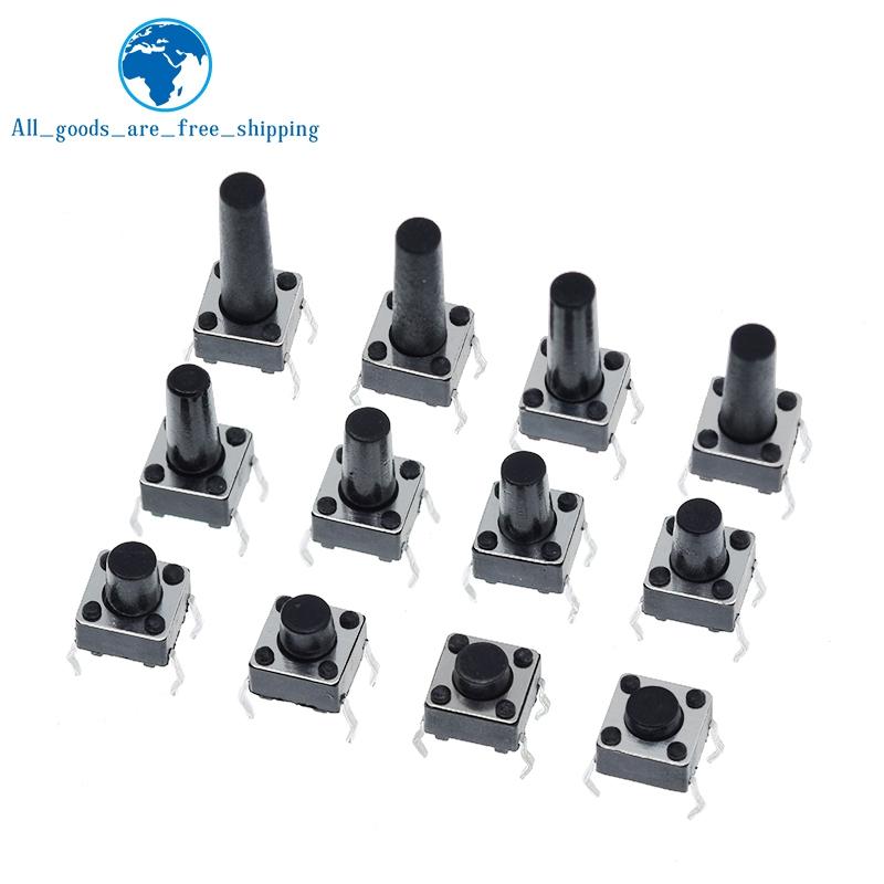 100/300 pièces 6X6X5/4.3/5.5/6/7/8/9/10/13MM Interrupteur Tactile Bouton-Poussoir 12V 4 broches DIP Micro-interrupteur Pour TV/Jouets/usage domestique Bouton