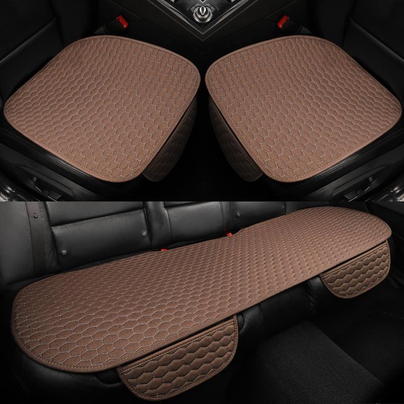Flax Car Seat Cover Four Seasons Front Rear Linen Fabric Cushion Breathable Protector Mat Pad Auto Accessories Universal