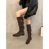 New Chunk-heeled Women's Shoes for Autumn and Winter, Versatile Long Boots