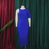 D357 Plus Size Women's Summer 2023 Solid Color Bodycon Tassel Pencil Skirt Dress