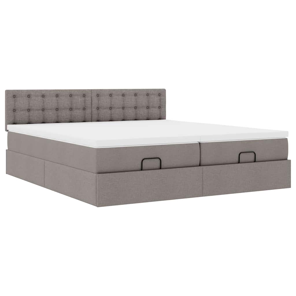 Ottoman Bed with Mattresses & LEDs Taupe 160x200 cm Fabric