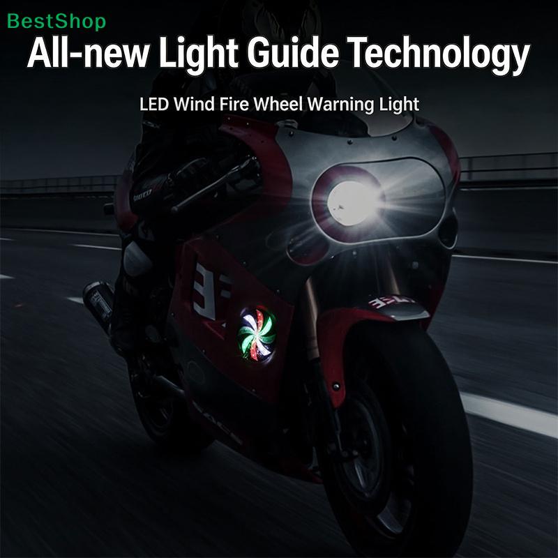 12V Motorcycle Wind Fire Wheel LED Warning Light,Waterproof RGB Strobe Flashing Light for Motorbike Safety & Decor