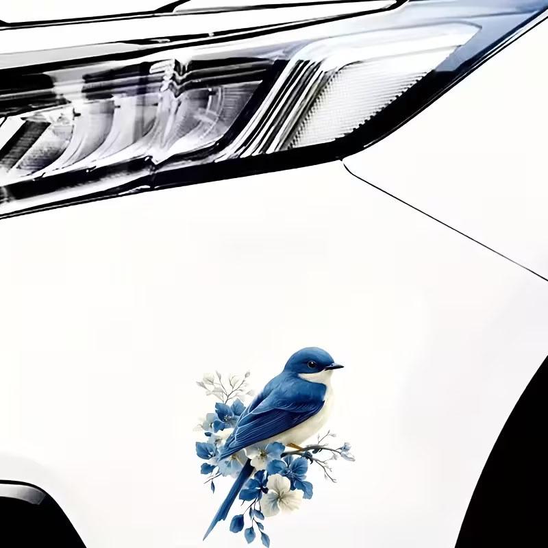 Bluebird Flower Car Stickers: Creative Vinyl Decals