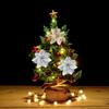 5pcs Glitter Pink Christmas Flowers Xmas Tree 14cm Artifical Flower Ornaments 2025 Merry Christmas Decoration For Home New Year
