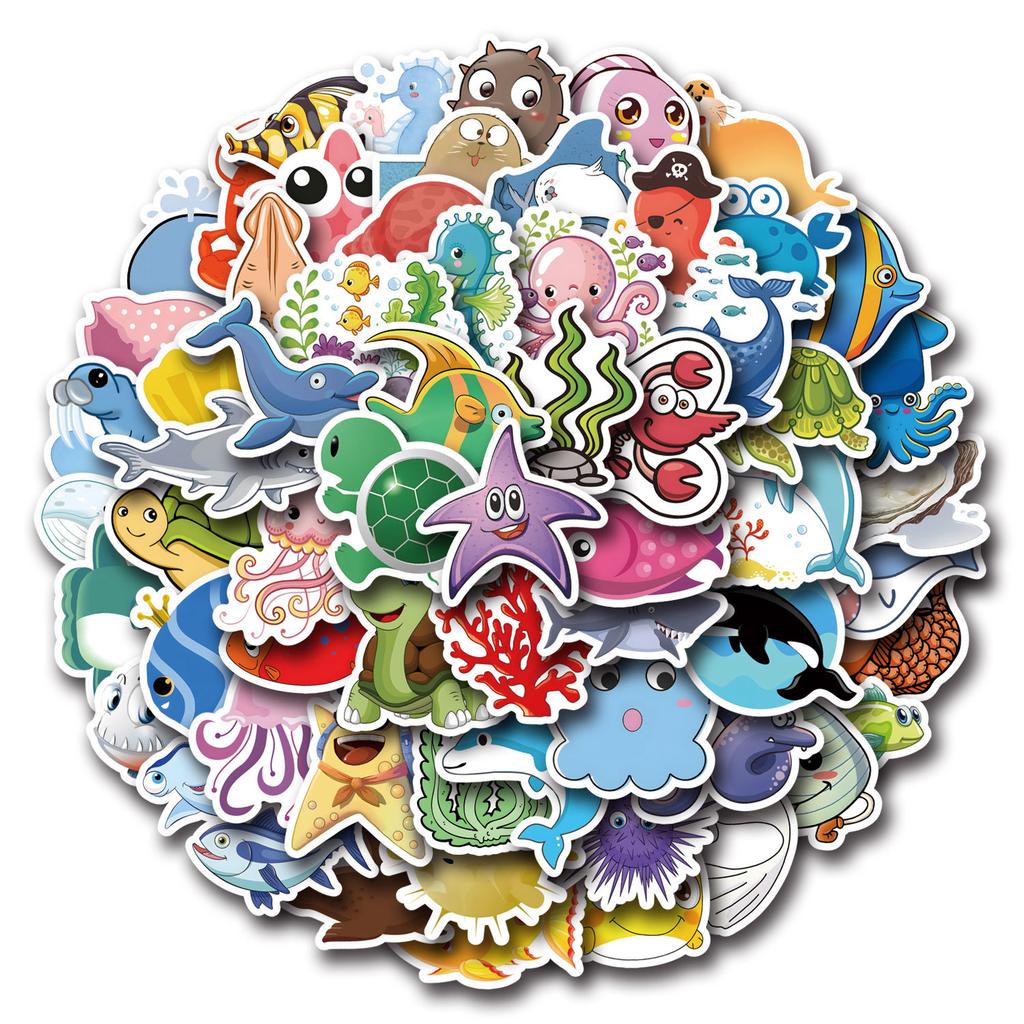 55 Nye Blekksprut Marint Liv Tegneserie Graffiti Klistremerker Dekorative Scooter Koffert Klistremerker