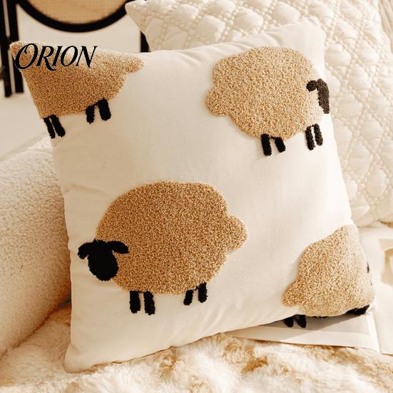Washable Plush Pillow Protector Fuzzy Sheep Cushion Case, Cute Lamb Throw Cover, Fluffy Decorative Case Textured Pillowcase for Sofa Couch Living Room
