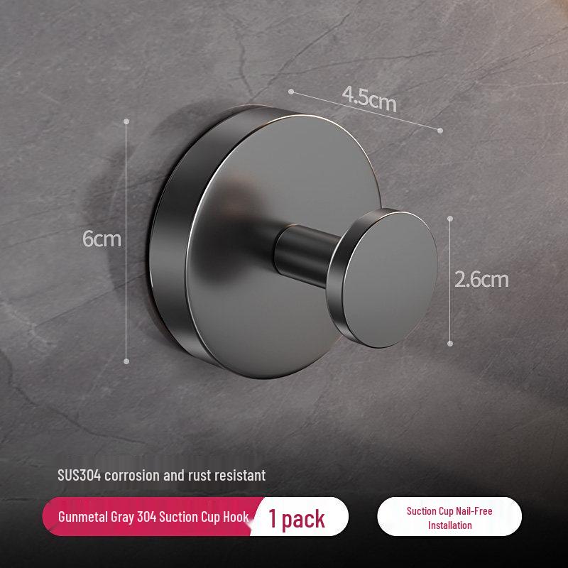 304 Stainless Steel Rotating Suction Cup Hook – Strong, No-Drill, Load-Bearing Hook for Kitchen, Bathroom, and Toilet.