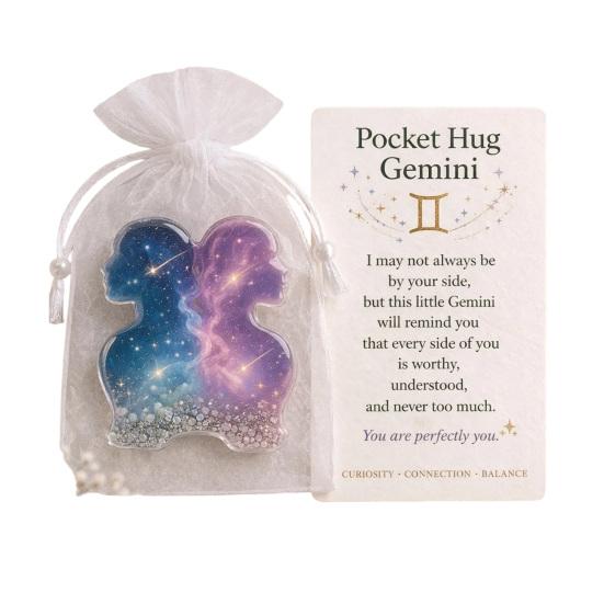 

Zodiac Pocket Hug Token Handmade Acrylic Pocket Charm with Message Card Inspirational Comfort Keepsake Meaningful Gift for Him Her E