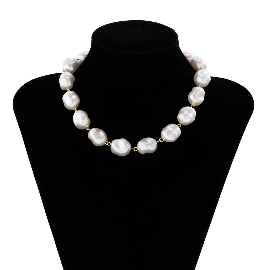 Fashion Baroque Big Pearl Necklace for Women Crystal Beads Choker Wedding Party Vintage Korean Jewelry