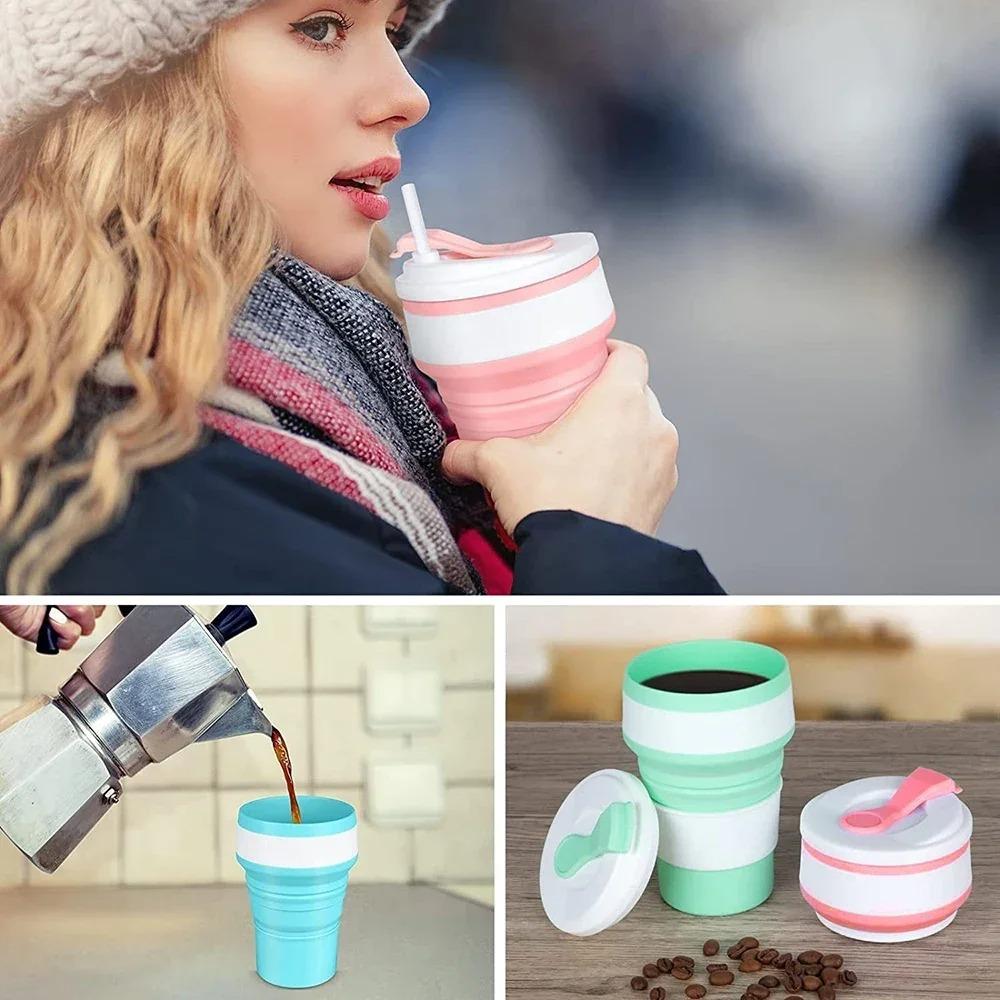 12 Oz Foldable Water Bottle, Silicone Portable Travel Water Cup, Lightweight and Reusable, Suitable for Travel and Sports, Etc.