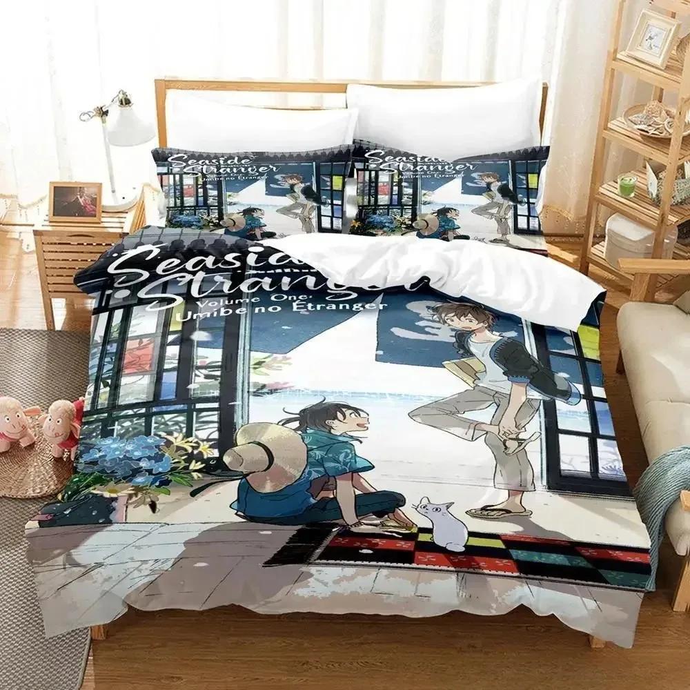 3D Print Seaside Stranger Beding Set Carton Anime Thre-piece Set Adult People Kid Bedrom Duvet Cover Sets Home Textiles Beding Set