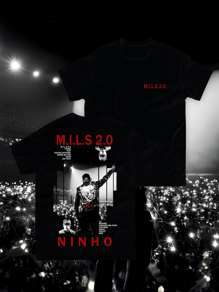 Rapper Ninho Mils 20 Album Grafik T-Shirt Unisex Unisex Hip Hop Mode Popmusik Kurzarm Lässig Baumwolle Streetwear Oberteil