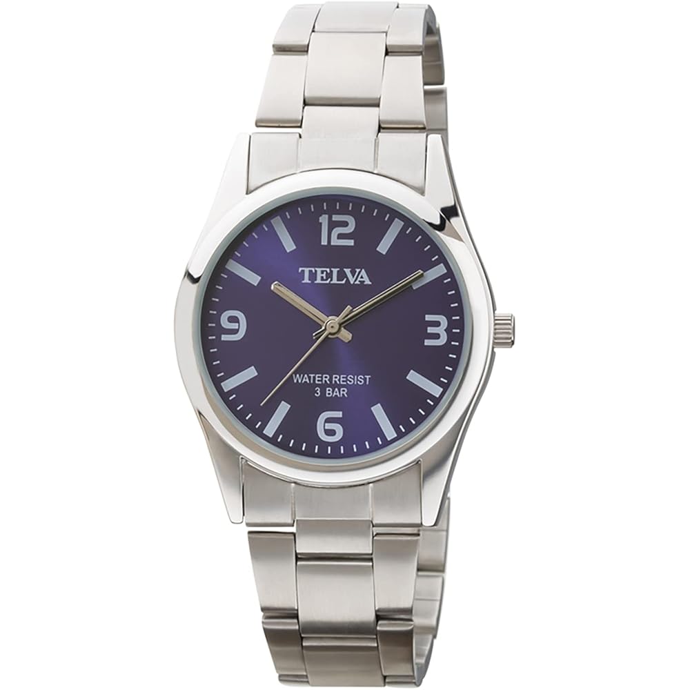 Crepha Analog Quartz Watch Men s 3ATM Water Resistant Simple Stainless Steel Band 20mm Blue Silver TE-AM151-BLS