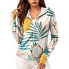 Women’s Zip Up Hooded Sun Jacket with Pockets Long Sleeve Lightweight Outerwear Tropical Print Design