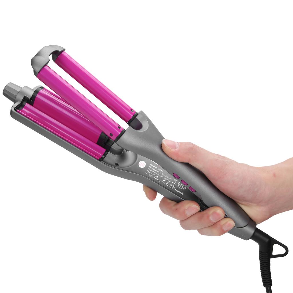 3 Tube Negative Ion Electric Hair Curler LCD Display Adjustable Curling Iron 110‑240VEU Plug