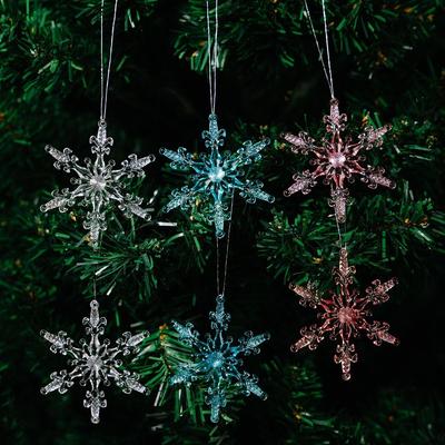 Transparent Acrylic Snowflake Pendant Crystal Snowflake Xmas Tree Ornaments Door Window Decor