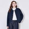 Chuyu Women's Retro Workwear Round Neck Denim Jacket