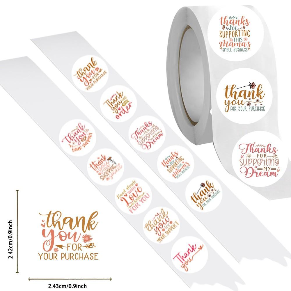500PCS Round Thank You Stickers Fun Thank You Stickers Rolls DIY Brochure Decoration Teacher Encouragement Student Stickers