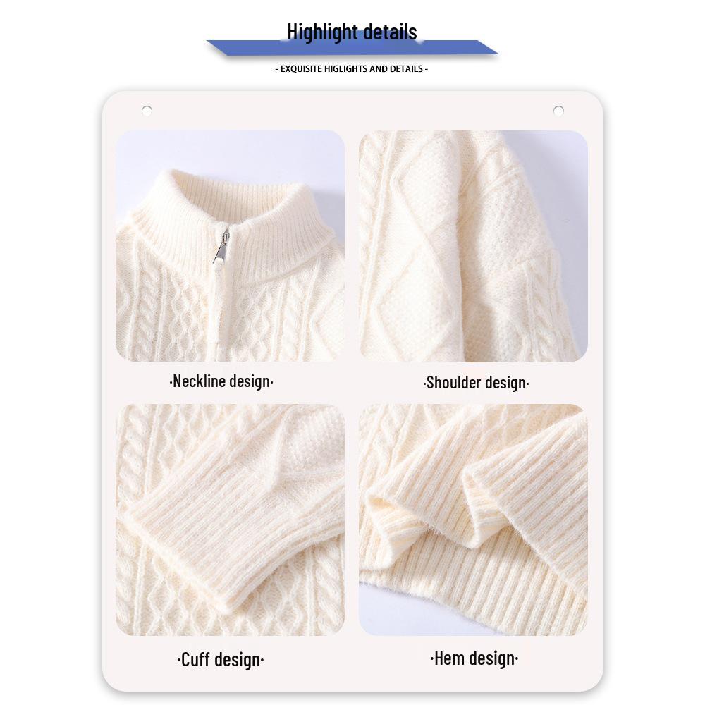 Men's 2025 Argyle Cable Knit Half-Zip Sweater - Teen Outerwear Pullover