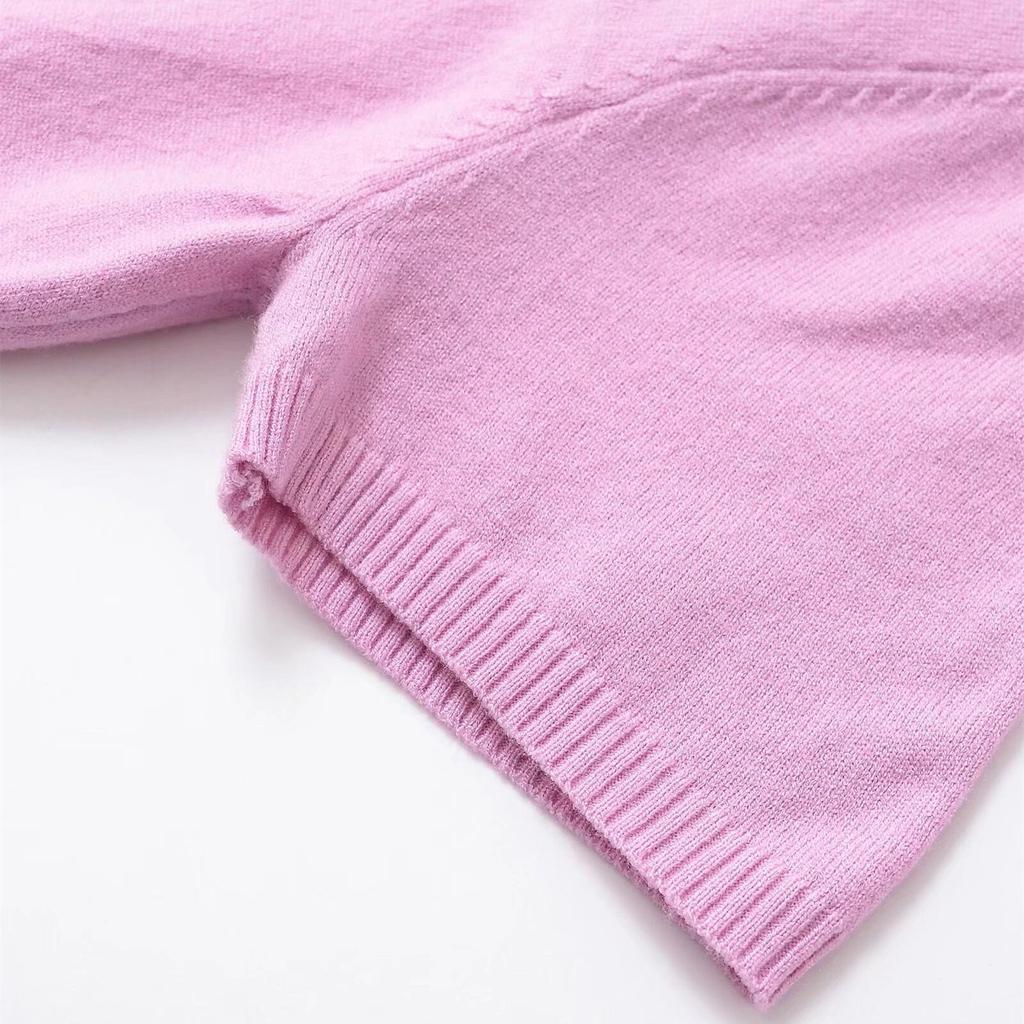 2025 Spring Women's Slim Fit Knit Sweater - Sweet & Simple Turn-Down Collar, Short-Sleeved