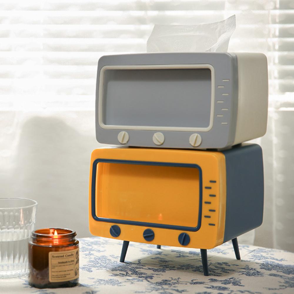 TV Tissue Box Fun Cute Multi Functional Square Tissue Box Smartphone Phone Holder for Living Room Night Stand Creative Gift