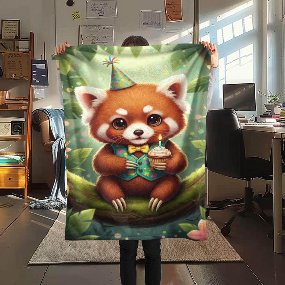 1PC Cute-style animals Print FlAannel Blanket, High quality Comfortable for All Seasons, Home Decor, Warmth and Comfort