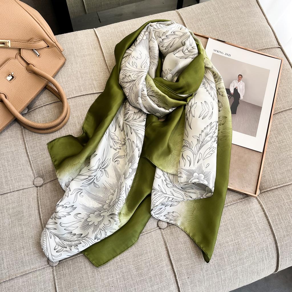 New Spring Scarf Women's Luxury Design Scarf Silk Smooth Scarf Soft Muslim Headband Shawl Beach 90x180cm