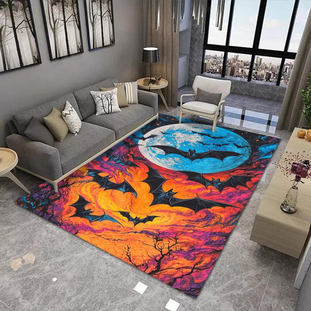 Halloween Bat Print Floor Mat, Non-Slip Door Rug for Living Room Carpet Festive Home Decor for Xmas, Halloween Home Decor