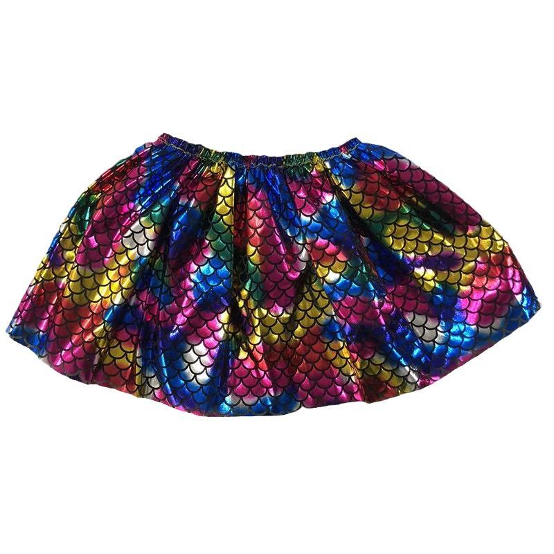 2024 European & American Dance Tutu Skirt - Girls' Rainbow Hot Stamping Midi Skirt with Lining for Performances & Parties.