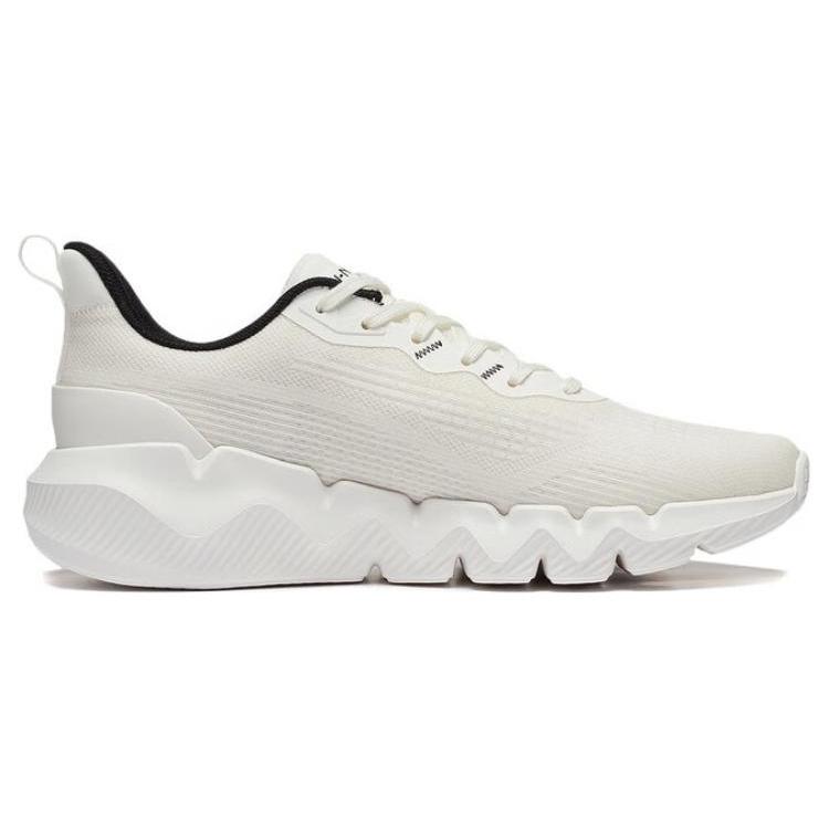 New LiNing Spirituality Slip Resistant Breathable Cushioning Low Top Running Shoes Men's White Black ARST045-3