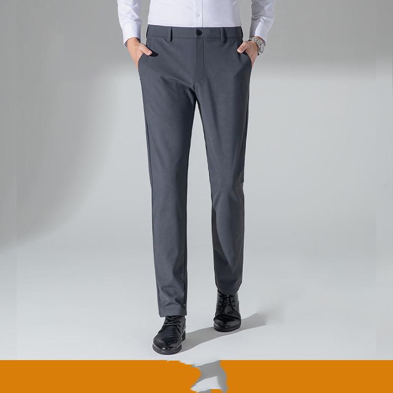Men's Summer Light Straight Pants Loose Casual Large Size Pants High Waist Pants Office Business Pants