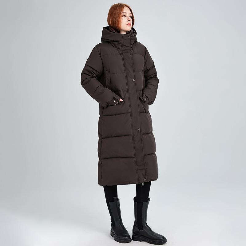 Down Cotton Clothes Women's Medium and Long 2025 New Hooded Korean Version Winter Loose Cotton-padded Clothes Over the Knee Thickened Coat