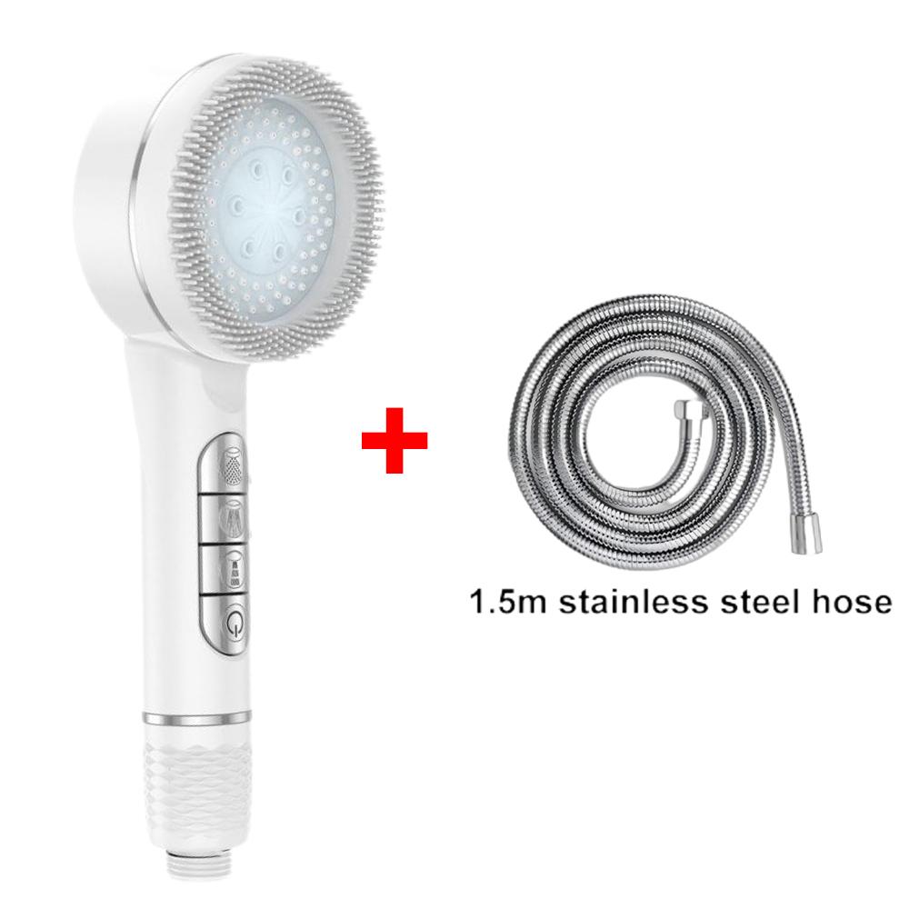 4 Modes Massage Brush Shower Head Large Flow High Pressure Water Saving Handheld Showerhead One-Key Stop Water Shower Nozzle